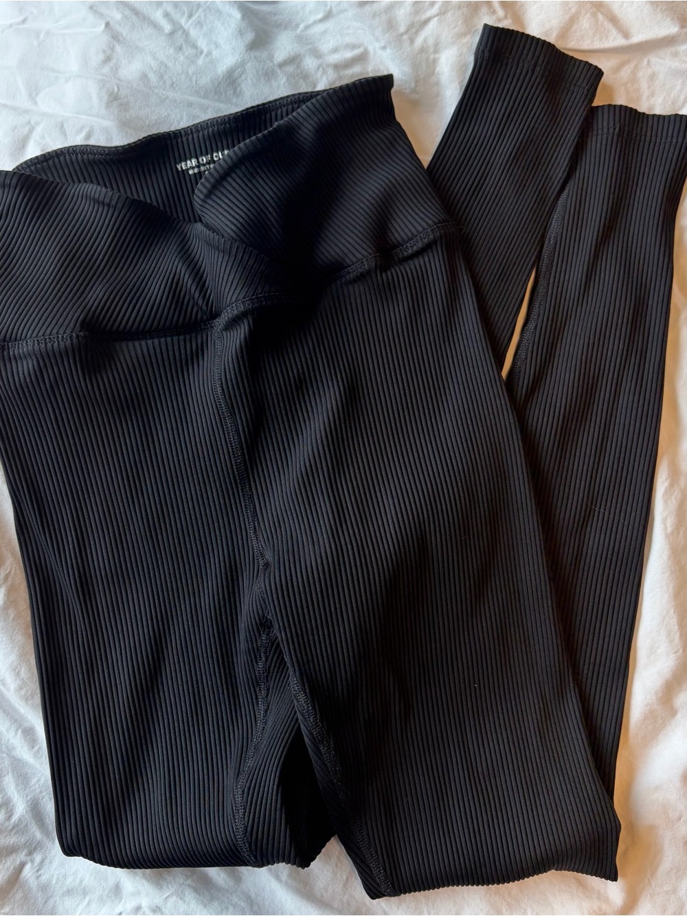 Year of Ours Black Ribbed High-Waist Football Leggings